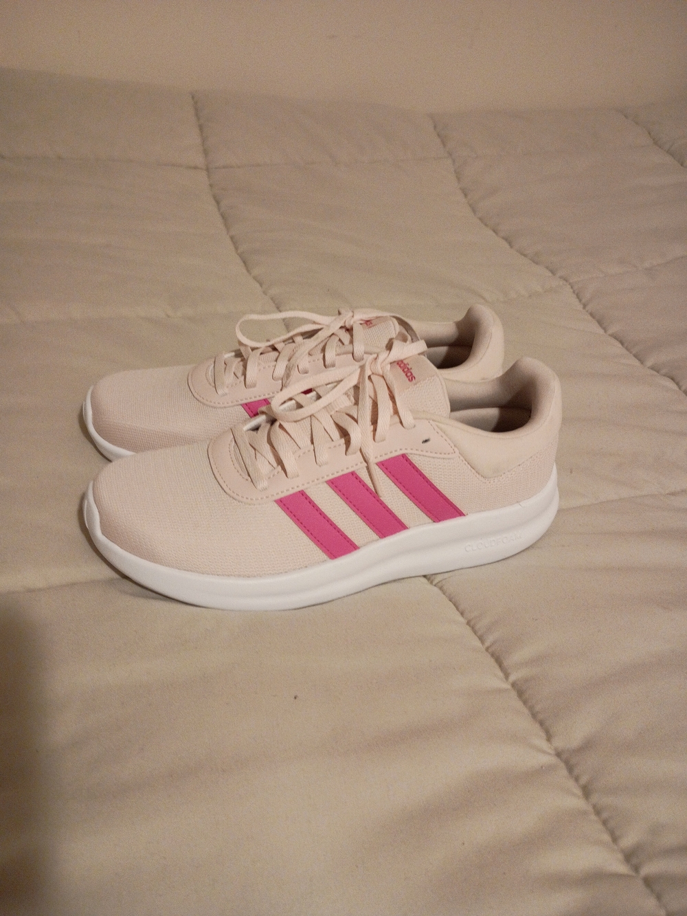 Adidas Cloud Foam Women's Pink Stripe Lightweight Running Shoes